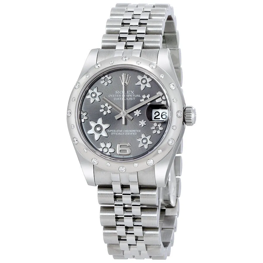 Rolex Oyster Perpetual Datejust 31 Floral Rhodium Dial Stainless Steel Jubilee Bracelet Automatic Ladies Watch 178344RFJ