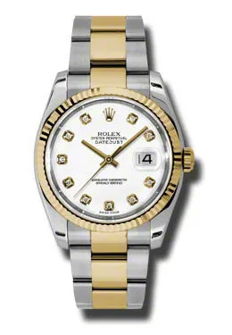 Rolex Oyster Perpetual Datejust 36 White Dial Stainless Steel and 18K Yellow Gold Bracelet Automatic Men's Watch 116233WDO