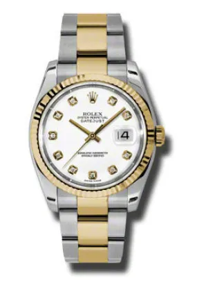 Rolex Oyster Perpetual Datejust 36 White Dial Stainless Steel and 18K Yellow Gold Bracelet Automatic Men's Watch 116233WDO