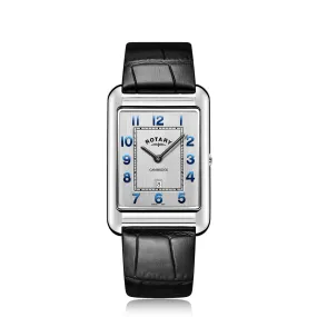 Rotary Stainless Steel Cambridge Quartz Watch with a Black Leather Strap