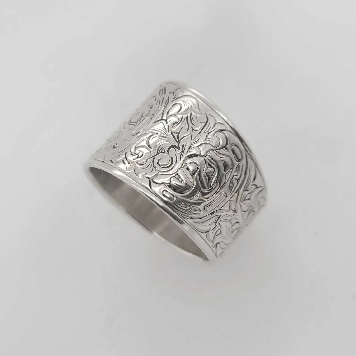 Silver Phases of the Moon Ring