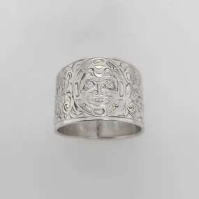 Silver Phases of the Moon Ring
