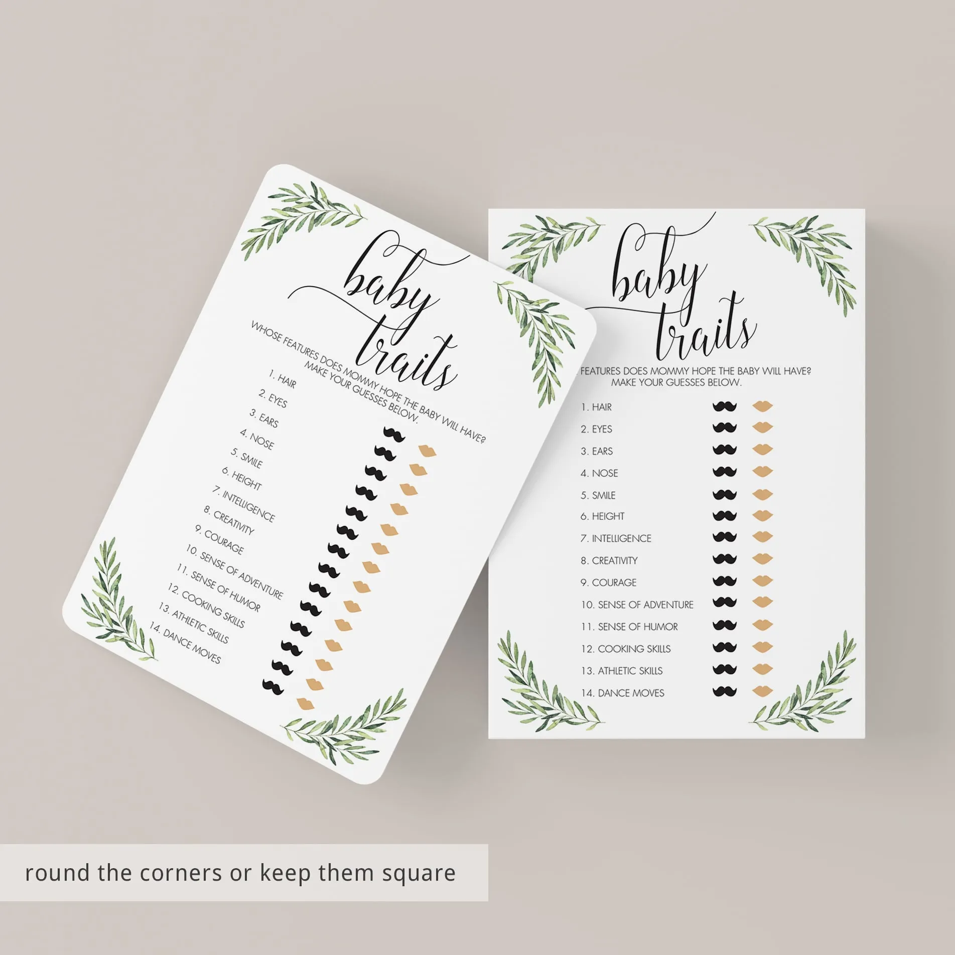 Unique Baby Shower Games Bundle with Green Olive Branches