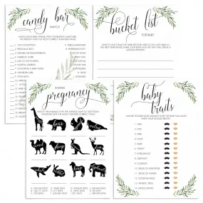 Unique Baby Shower Games Bundle with Green Olive Branches