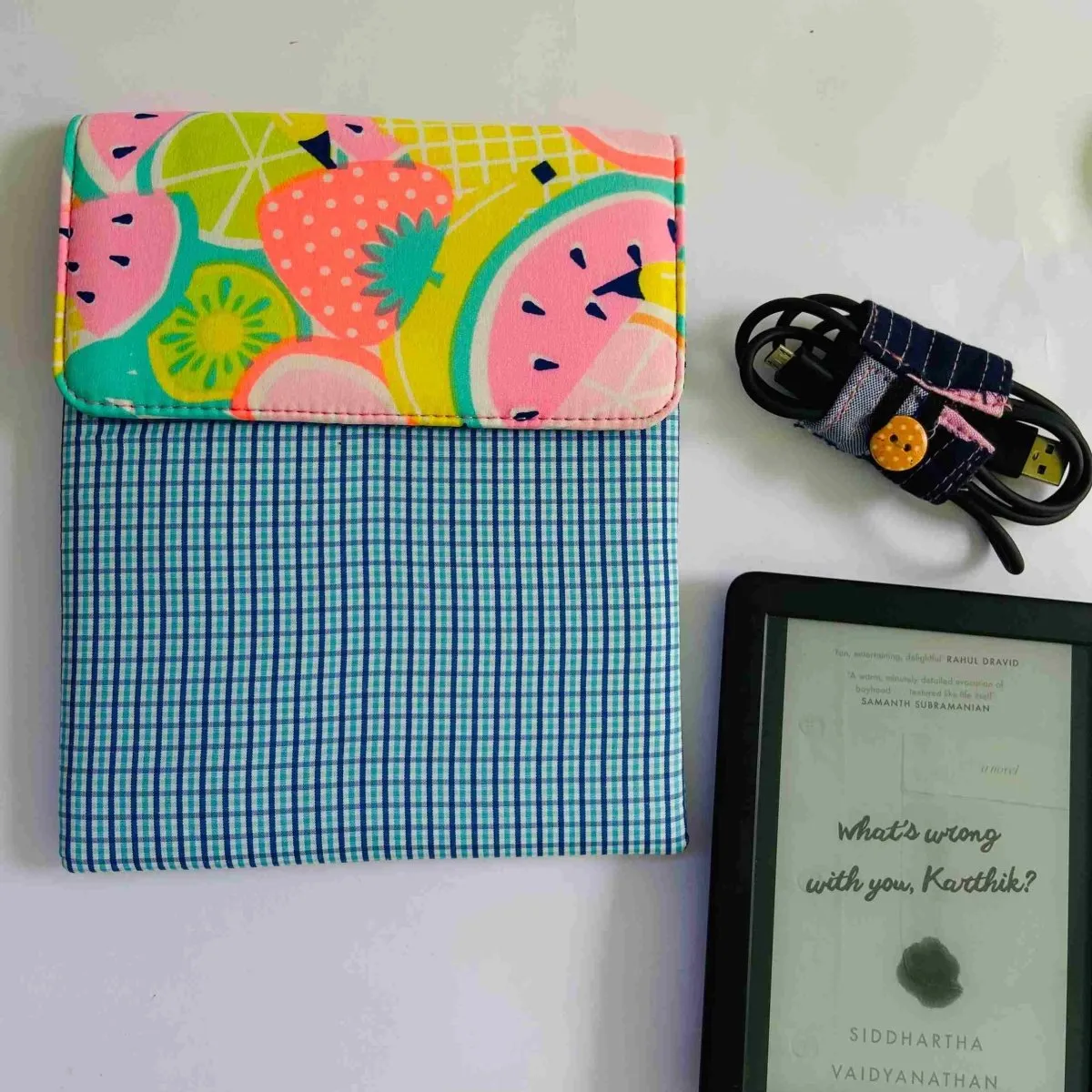 Unique Kindle Sleeve-Blue Checkers-Fits all Kindle