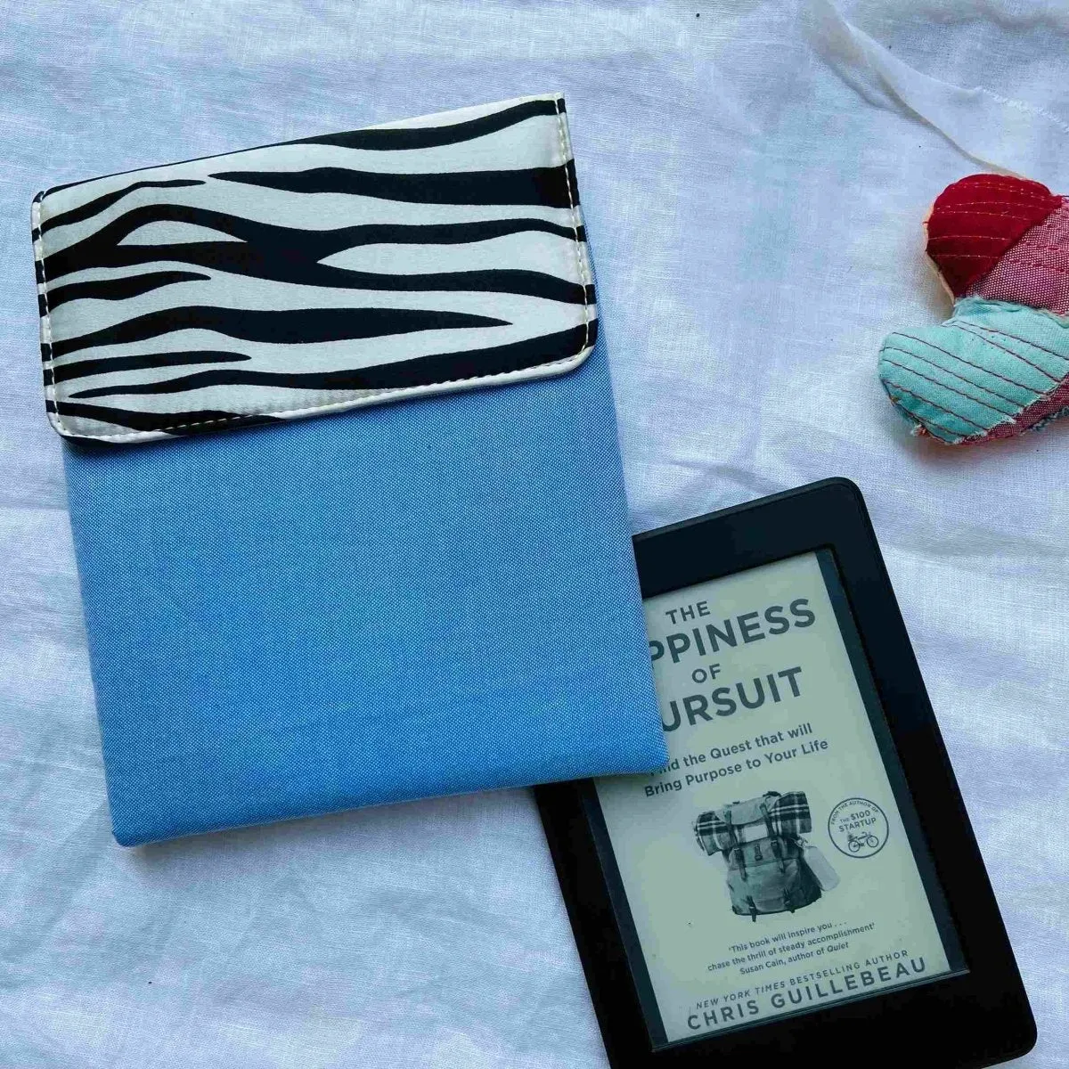 Unique Kindle Sleeve- Blue with print- Fits all Kindle