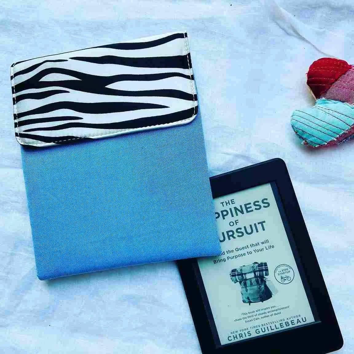 Unique Kindle Sleeve- Blue with print- Fits all Kindle