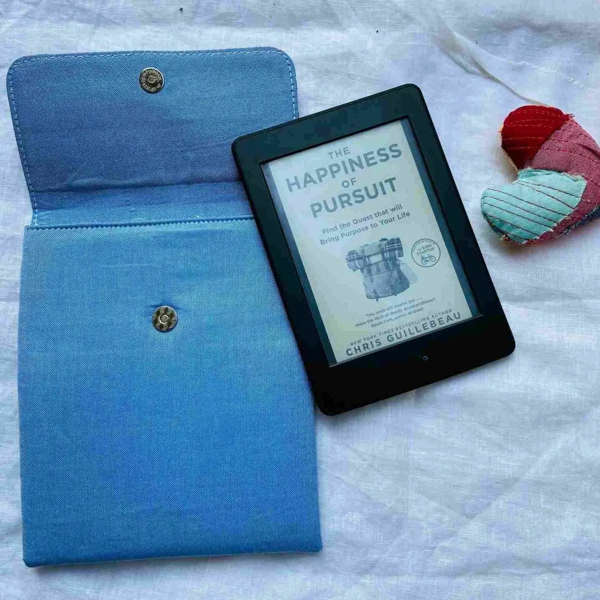 Unique Kindle Sleeve- Blue with print- Fits all Kindle