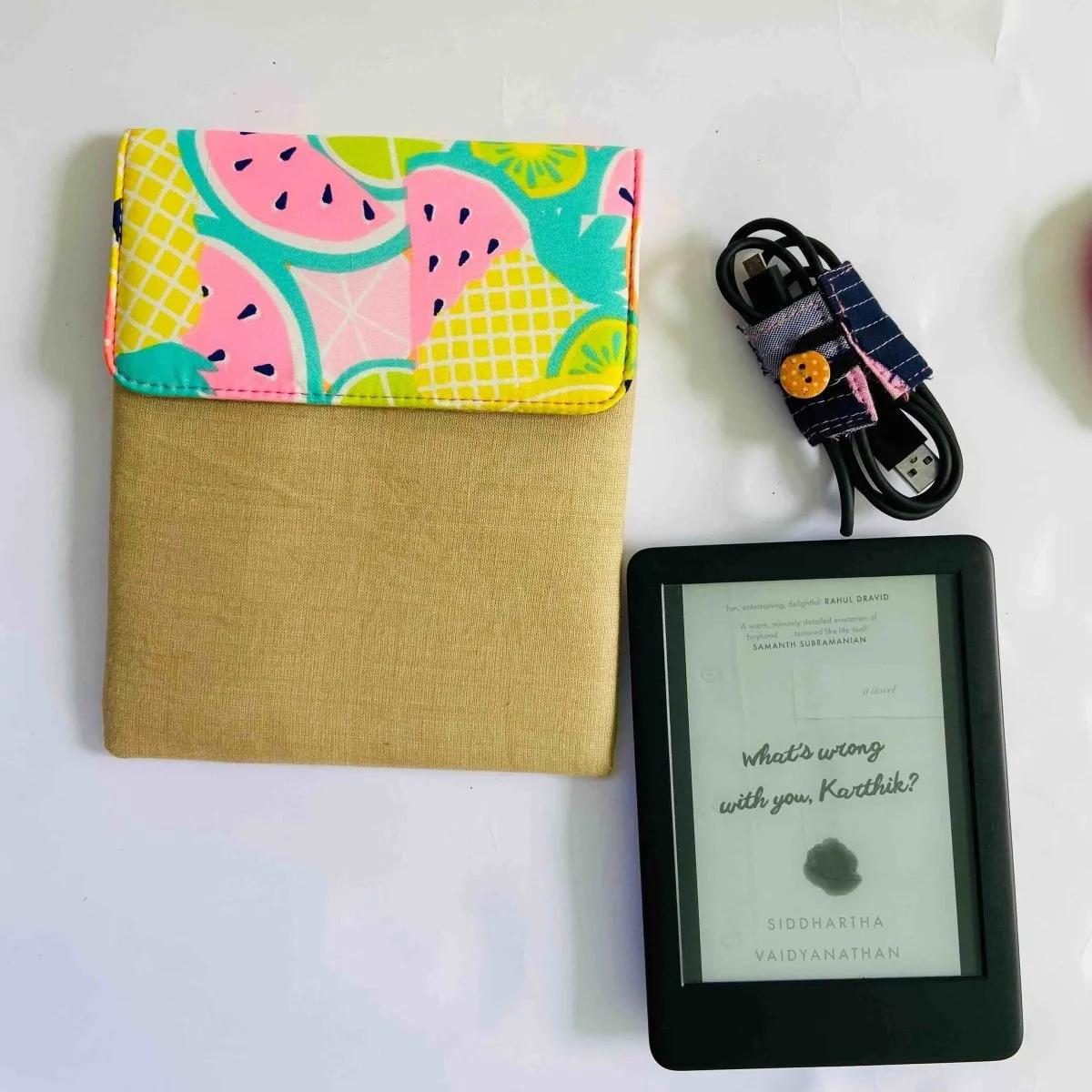Unique Kindle Sleeve- Golden with print- Fits all Kindle