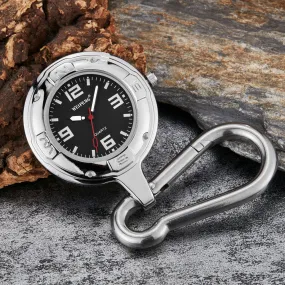 Unisex Hook Clip Quartz Luminous Hands Carabiner Climbers Pocket Watch