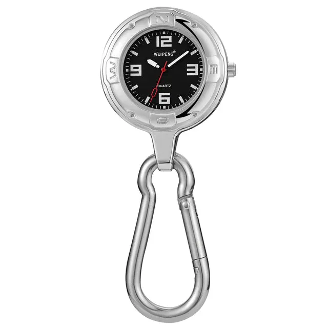 Unisex Hook Clip Quartz Luminous Hands Carabiner Climbers Pocket Watch