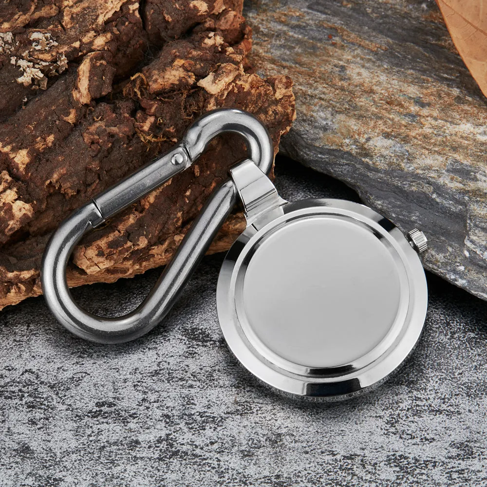 Unisex Hook Clip Quartz Luminous Hands Carabiner Climbers Pocket Watch