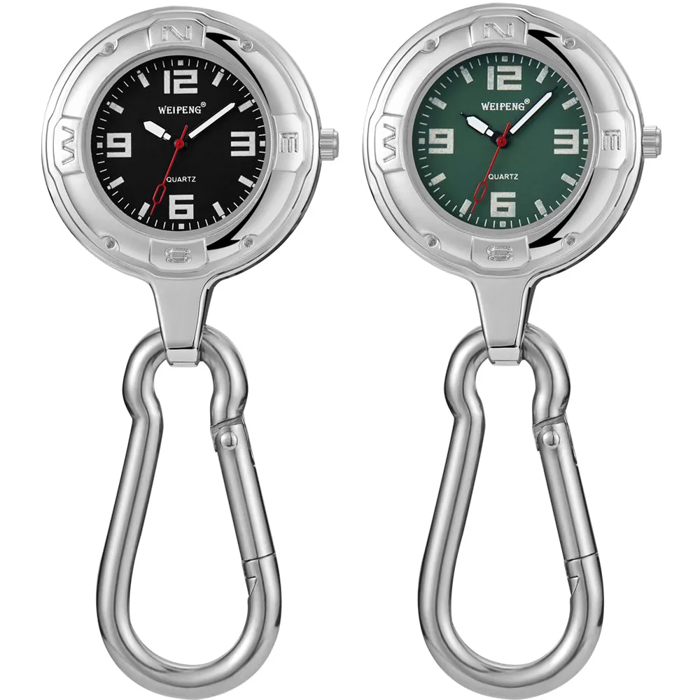 Unisex Hook Clip Quartz Luminous Hands Carabiner Climbers Pocket Watch