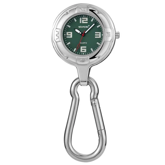 Unisex Hook Clip Quartz Luminous Hands Carabiner Climbers Pocket Watch
