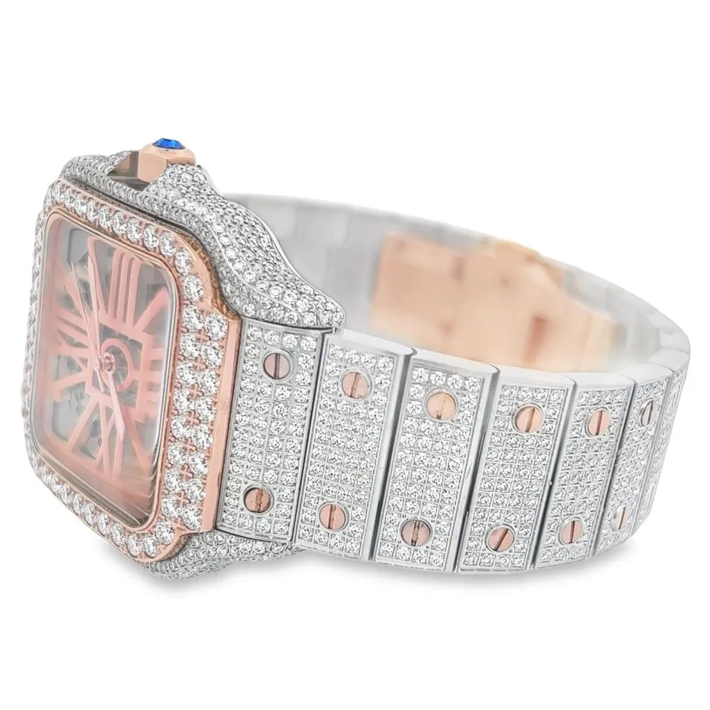 VVS Skeleton Moissanite Iced Out Auto Square Steel Watch