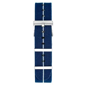 Watch Nato Strap 20mm Elasticated Nylon Blue White