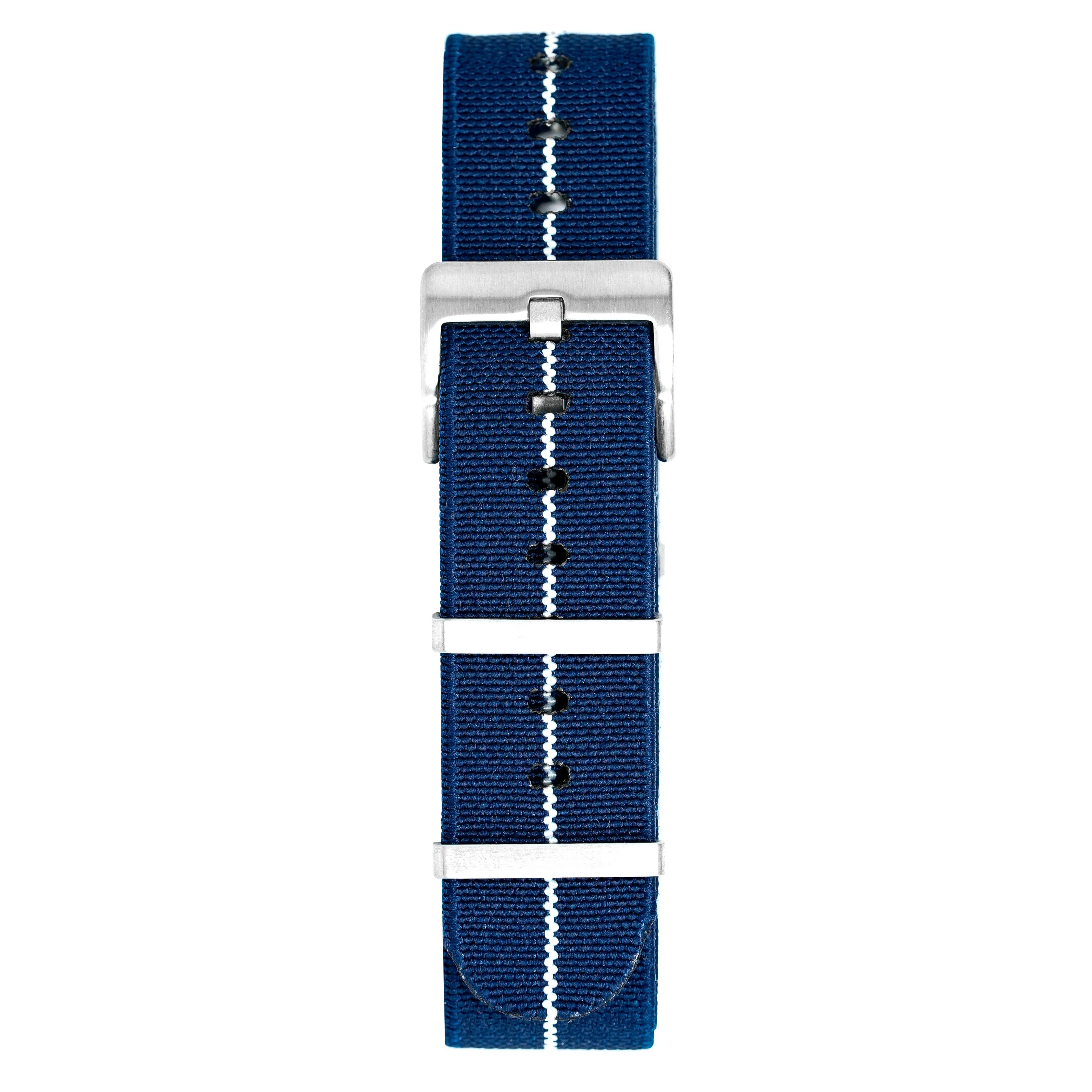 Watch Nato Strap 20mm Elasticated Nylon Blue White