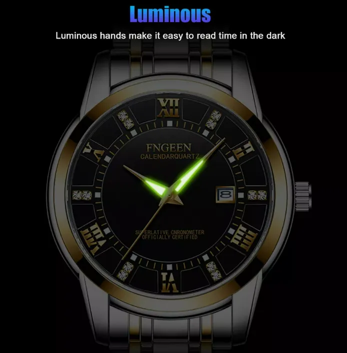 Waterproof Classic Men Watch Stainless Steel Quartz Luminous Wristwatch Business