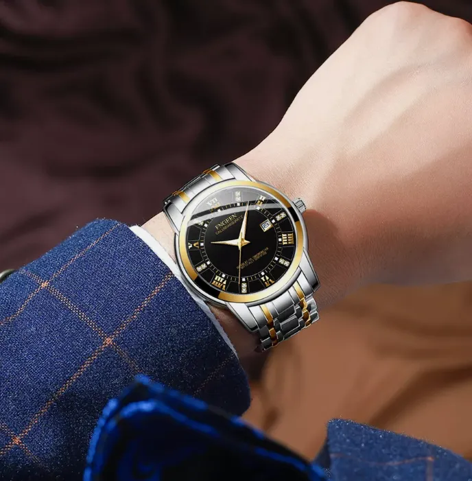 Waterproof Classic Men Watch Stainless Steel Quartz Luminous Wristwatch Business