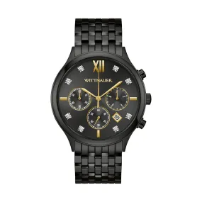 Wittnauer Black Tie 44MM Diamond Dial Black Chronograph Watch. WN3110