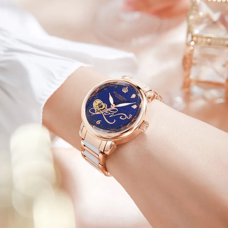 Women's Casual Hollow Steel Strap Luminous Hands Bracelet Wristwatches