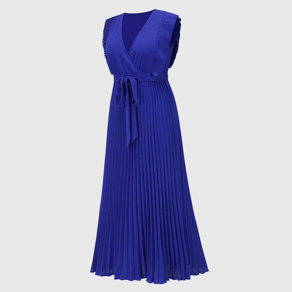 Women's Elegant Ruffle Sleeve Slim Fit Chiffon Dress