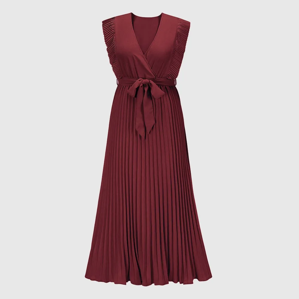 Women's Elegant Ruffle Sleeve Slim Fit Chiffon Dress