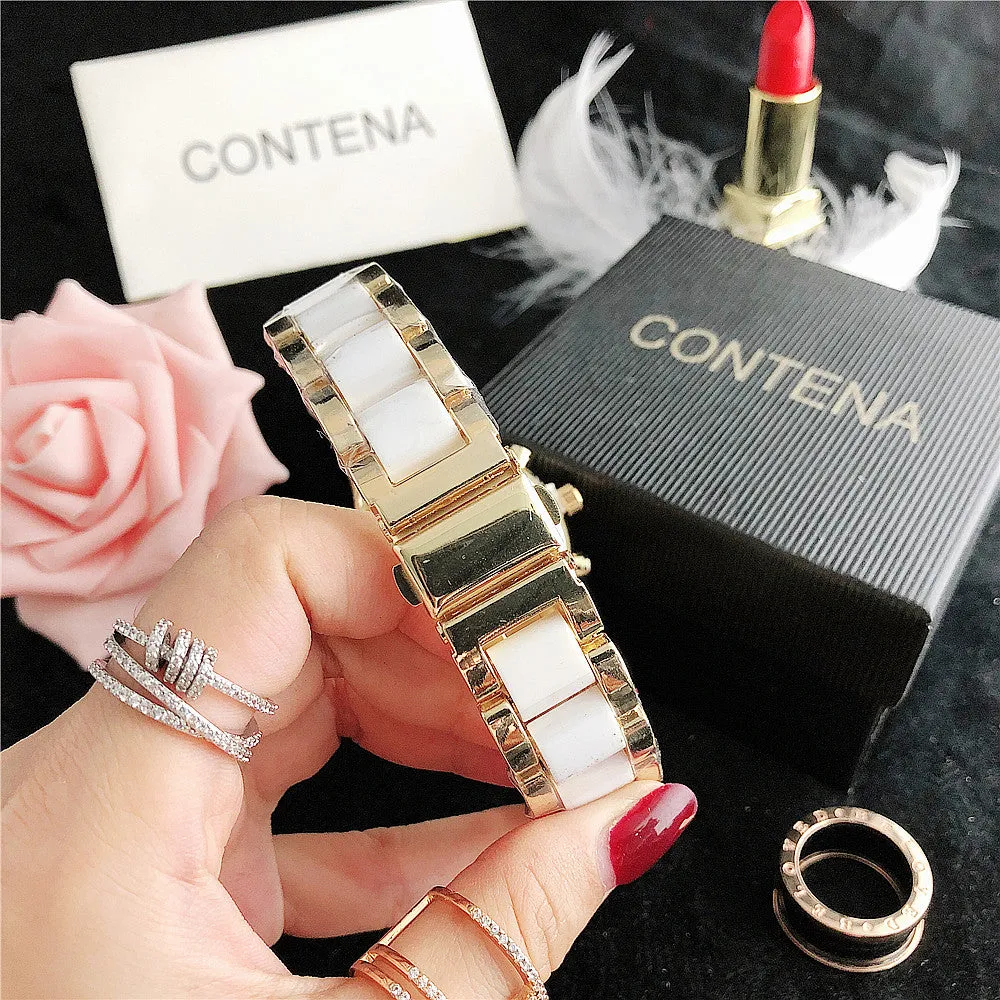Women's Luxury White Fashion Quartz Movement Stainless Steel Watch
