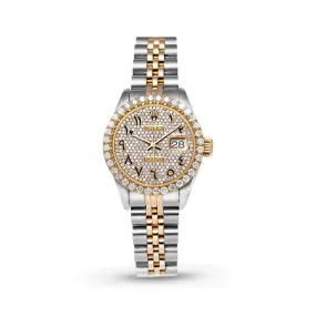 Women's Rolex Datejust Diamond Bezel Watch 26mm Black Arabic Numeral Dial | 2.10ct