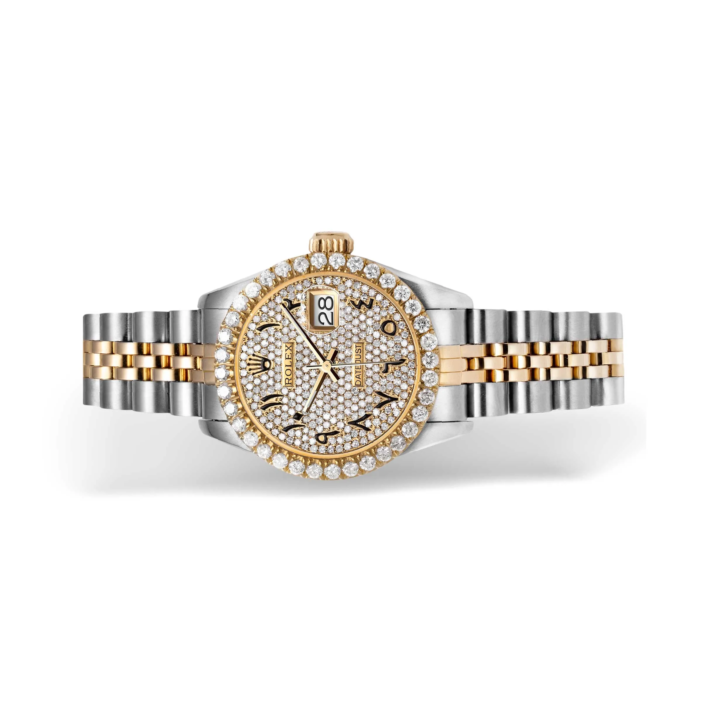 Women's Rolex Datejust Diamond Bezel Watch 26mm Black Arabic Numeral Dial | 2.10ct