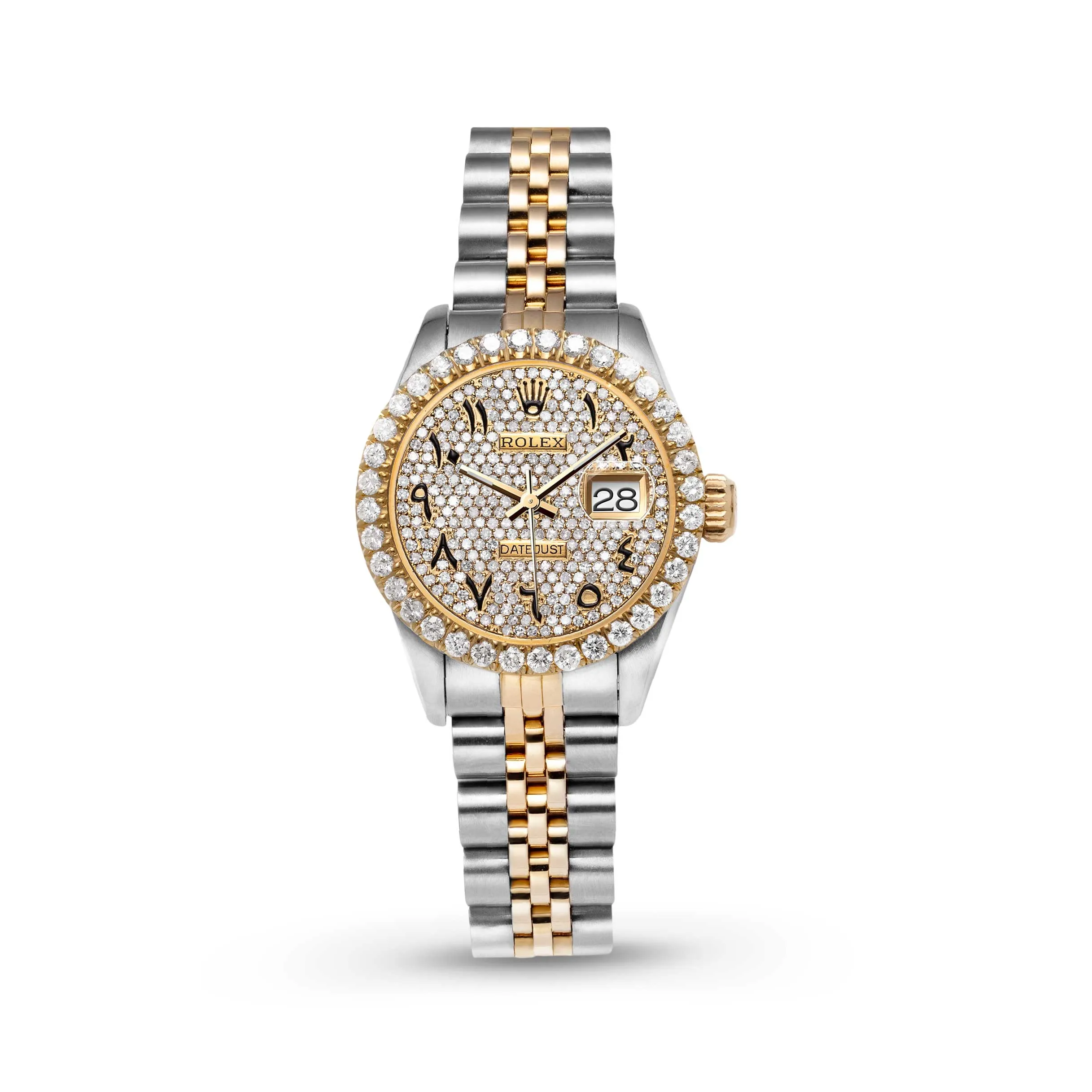 Women's Rolex Datejust Diamond Bezel Watch 26mm Black Arabic Numeral Dial | 2.10ct