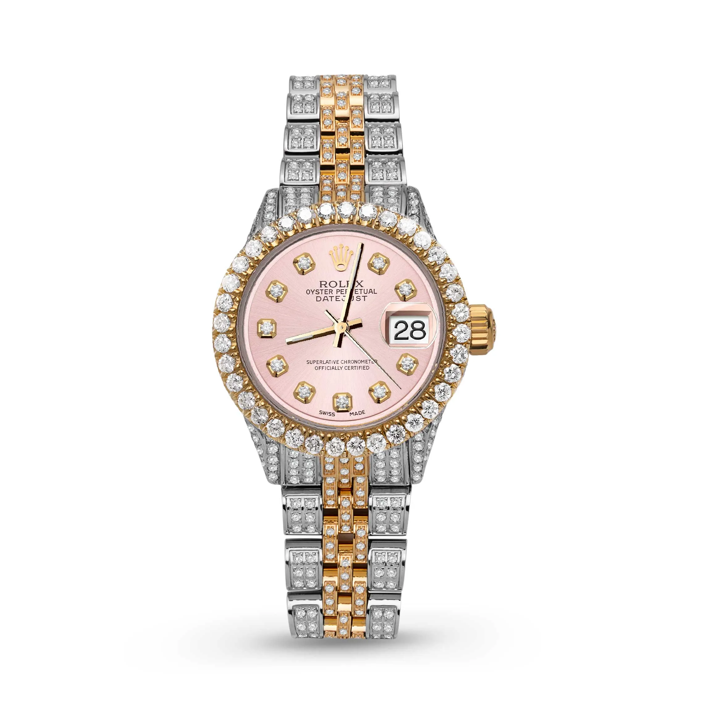 Women's Rolex Datejust Diamond Bezel Watch 26mm Pink Dial | 6.20ct