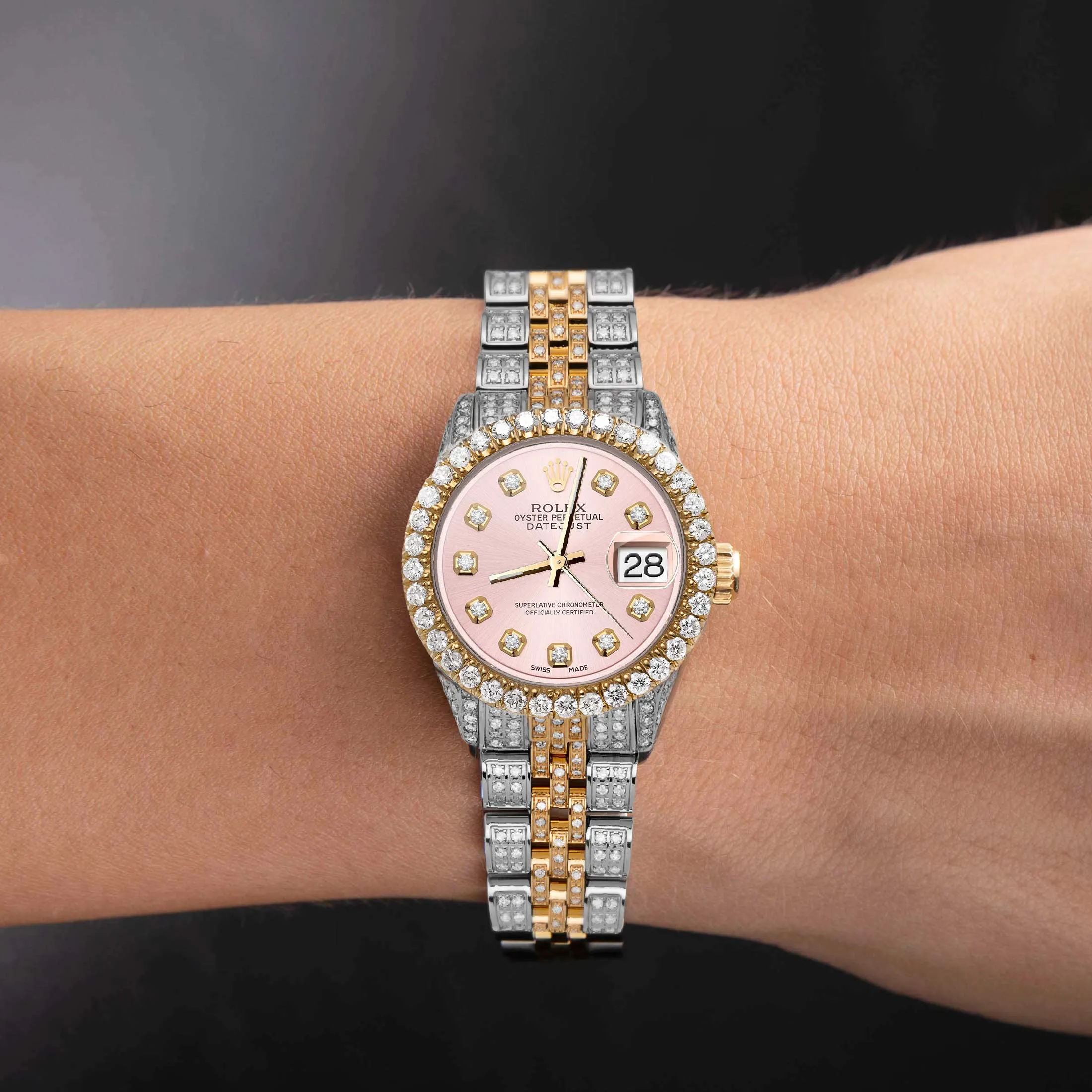 Women's Rolex Datejust Diamond Bezel Watch 26mm Pink Dial | 6.20ct