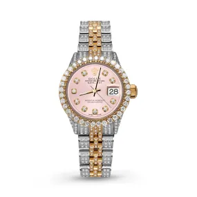 Women's Rolex Datejust Diamond Bezel Watch 26mm Pink Dial | 6.20ct